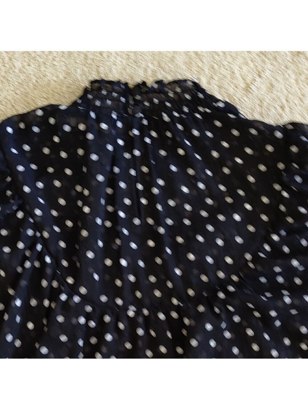 LOFT Black and White Polka Dot Blouse - Picture 5 of 7